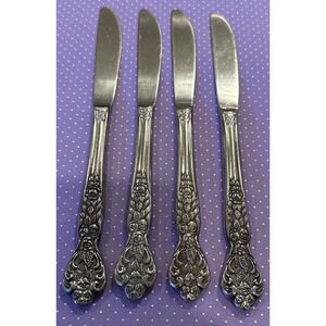 Versailles MSI Japan Stainless Flatware Rose Knifes Knife Set‎ Of 4 Vintage